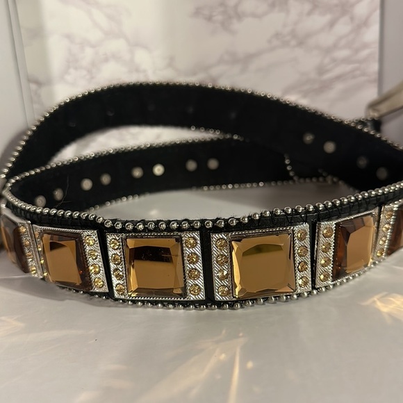 38” long Rhinestone Cowgirl Country Belt Heavy Well Made All Stones - like new! main image 6